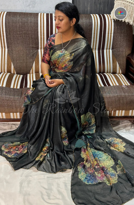 Designer Space Silk Saree - Black