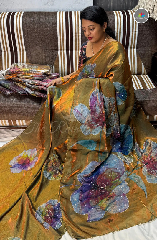 Designer Space Silk Saree - Mustard Yellow