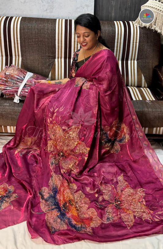 Designer Space Silk Saree - Onion Pink