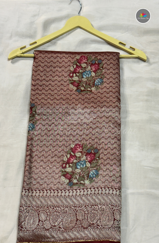 Brocade Pattu Saree - Wine Brown