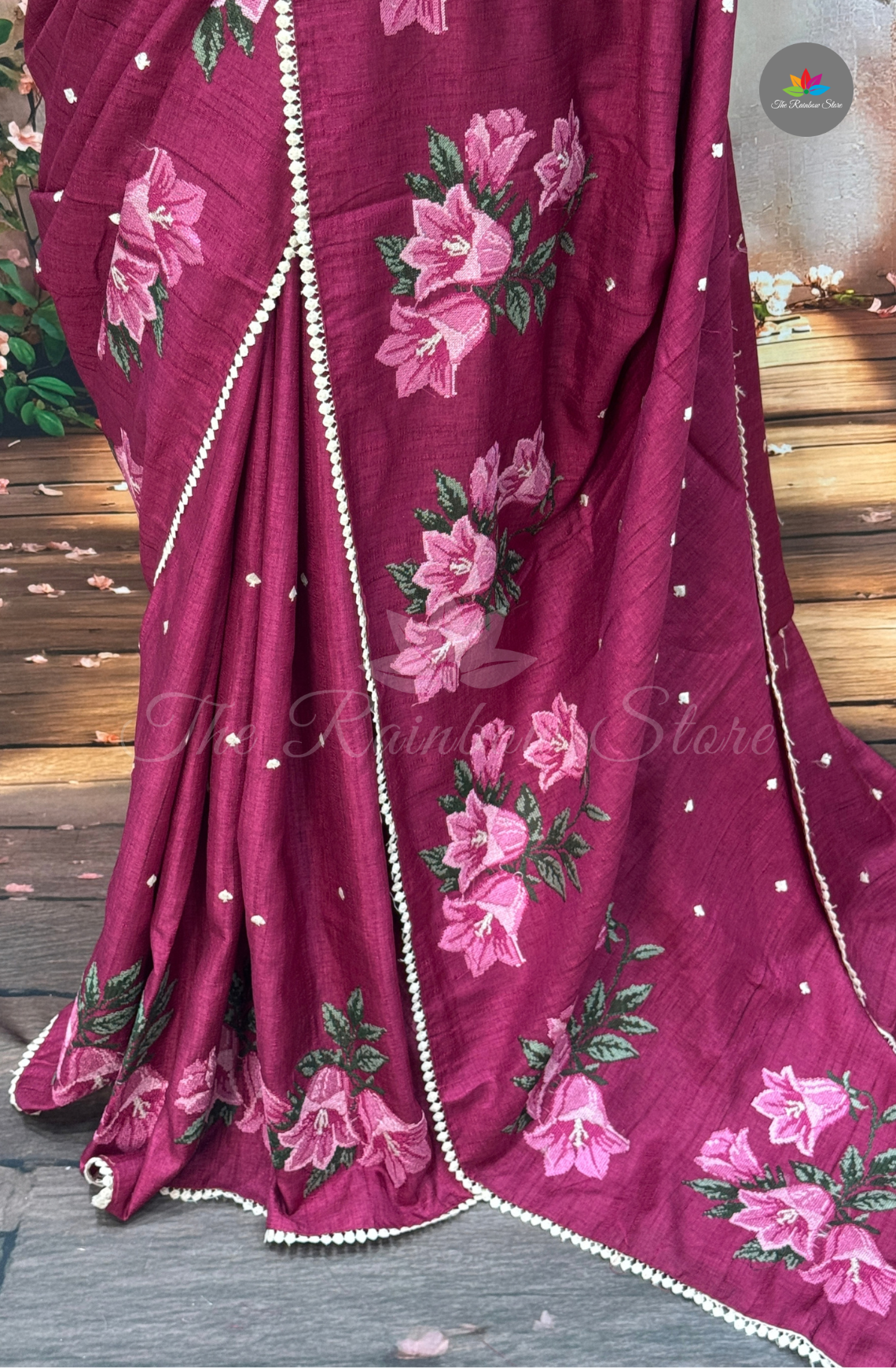 Semi Tussar Saree - Wine