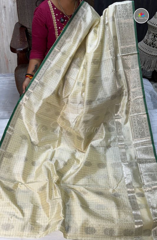 Handloom Mangalagiri Pattu Saree - Off White