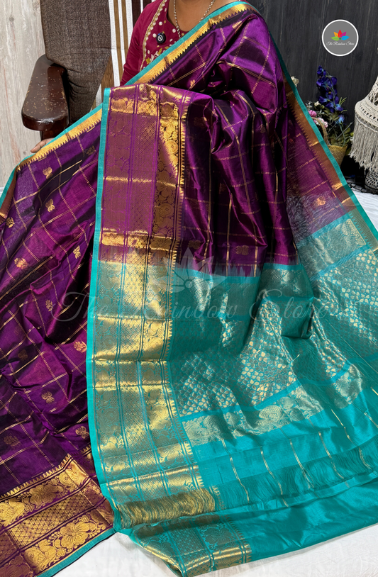 Handloom Mangalagiri Pattu Saree - Purple