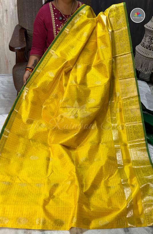 Handloom Mangalagiri Pattu Saree - Yellow