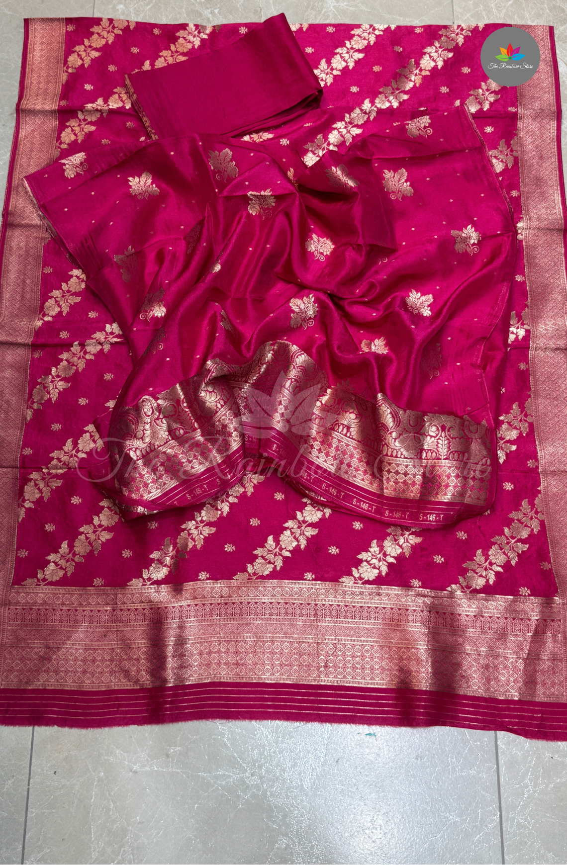 3 piece set pure Tusser dress material(salwar) - magenta