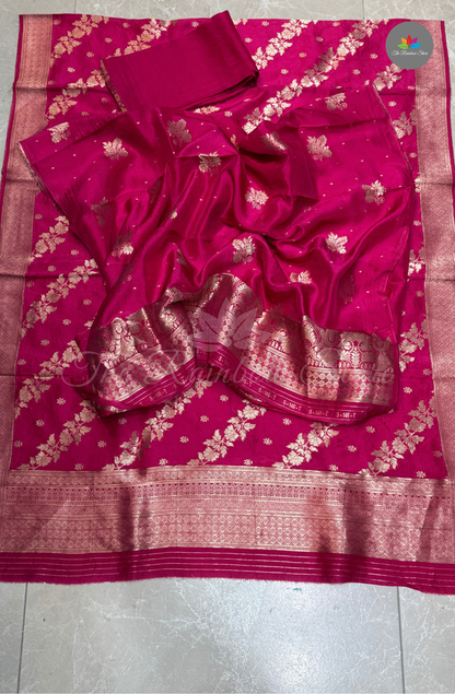 3 piece set pure Tusser dress material(salwar) - magenta