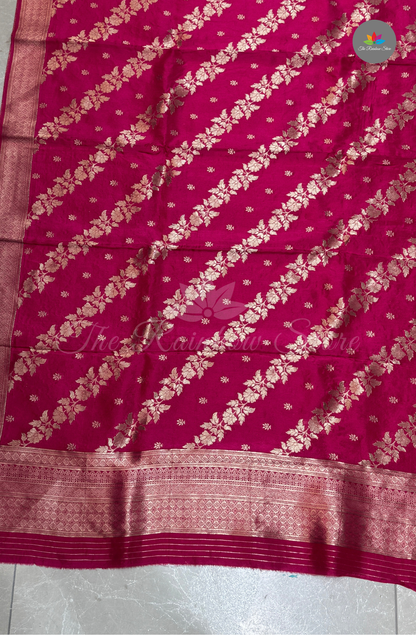 3 piece set pure Tusser dress material(salwar) - magenta