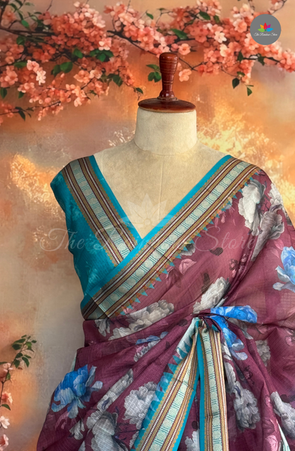 Kota Silk Saree - Wine Plum