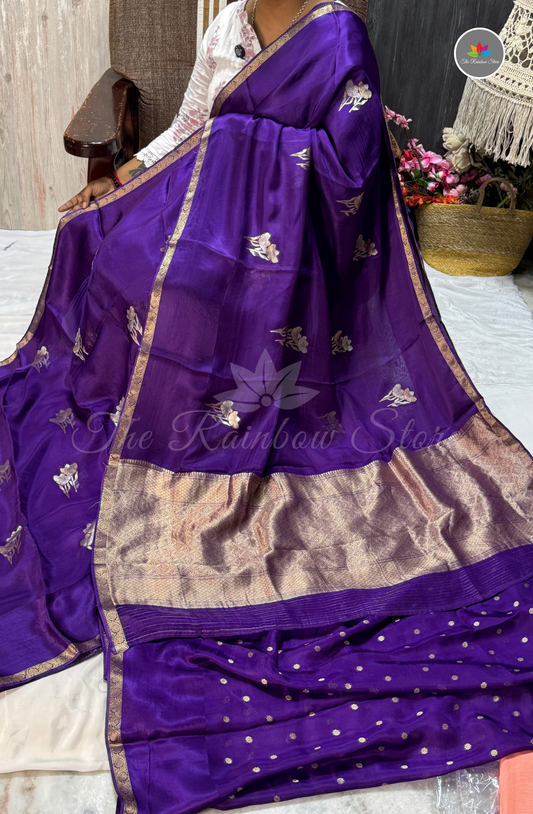 Royal Purple Shade-Organza Silk Saree